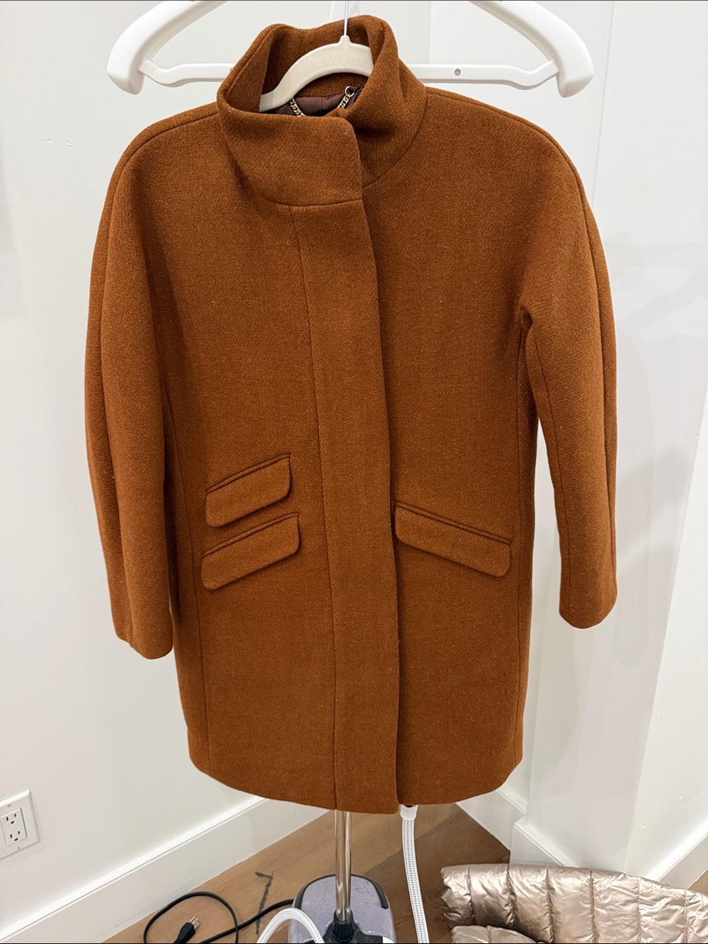 J. Crew Rust Brown Wool Peacoat with Stand Collar